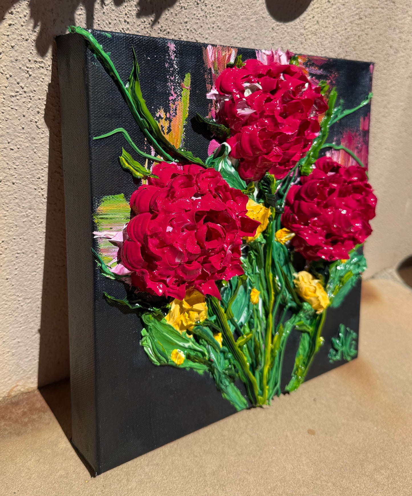 Magenta and Yellow Flowers 10x10x1.5