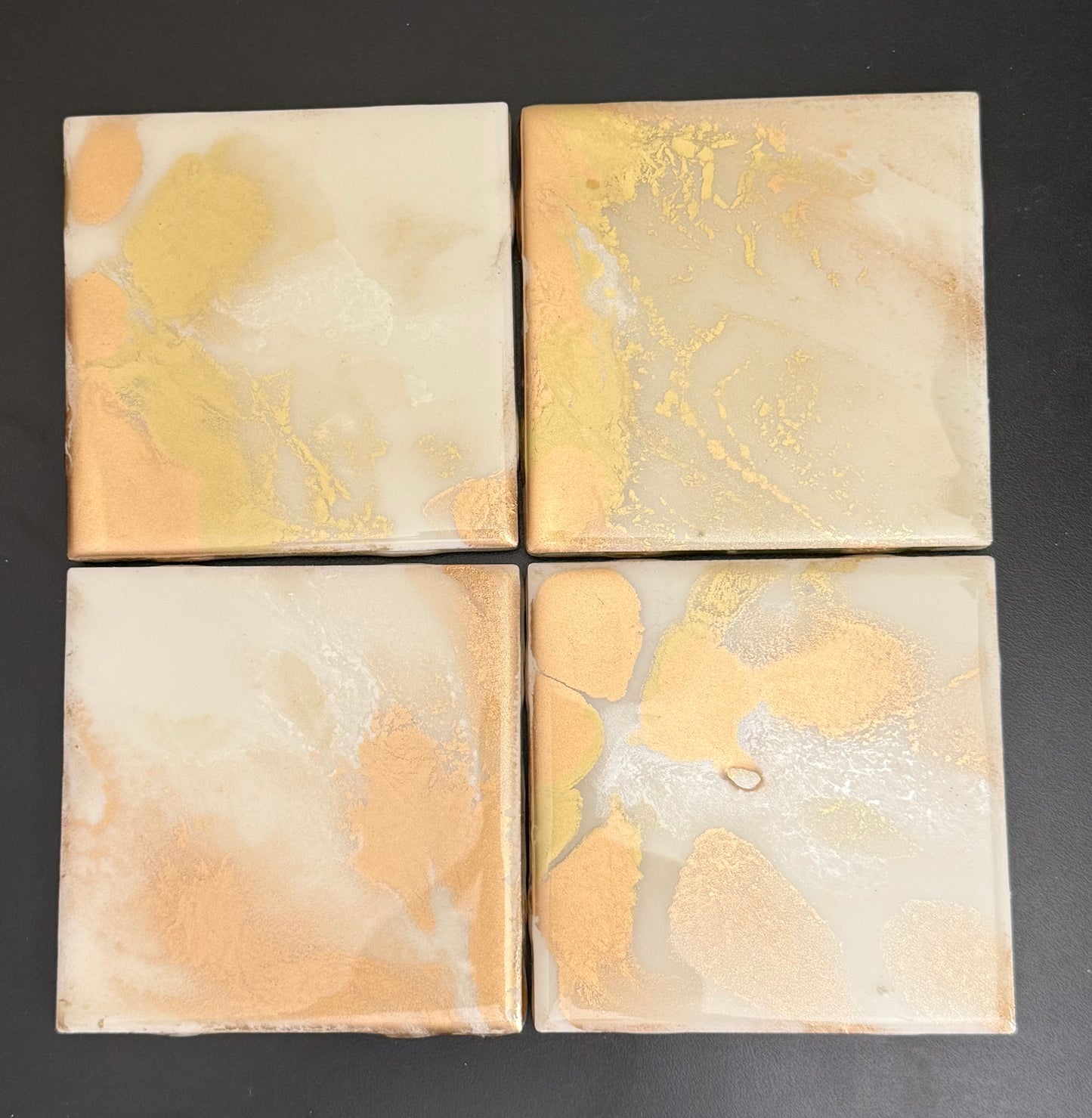 Coasters - gold and pearl