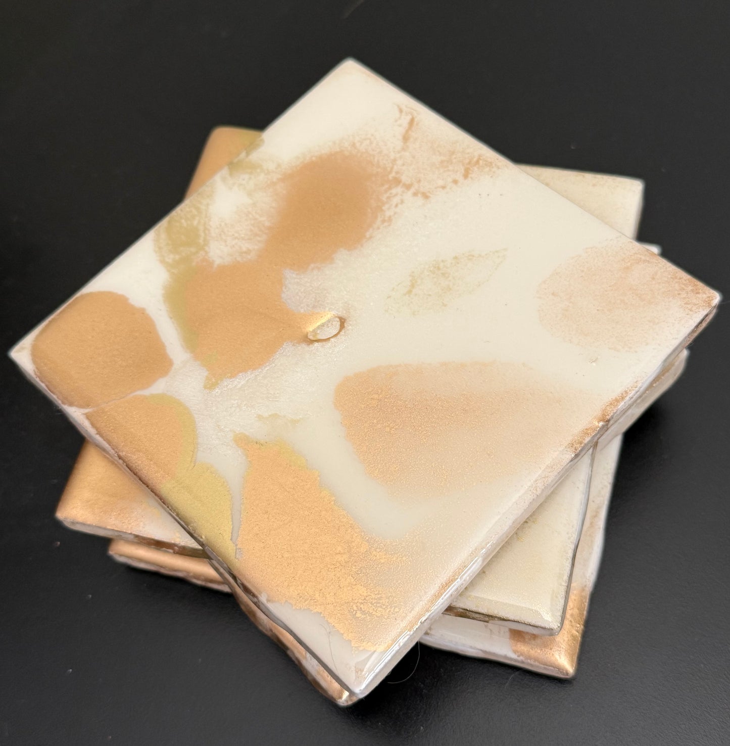 Coasters - gold and pearl