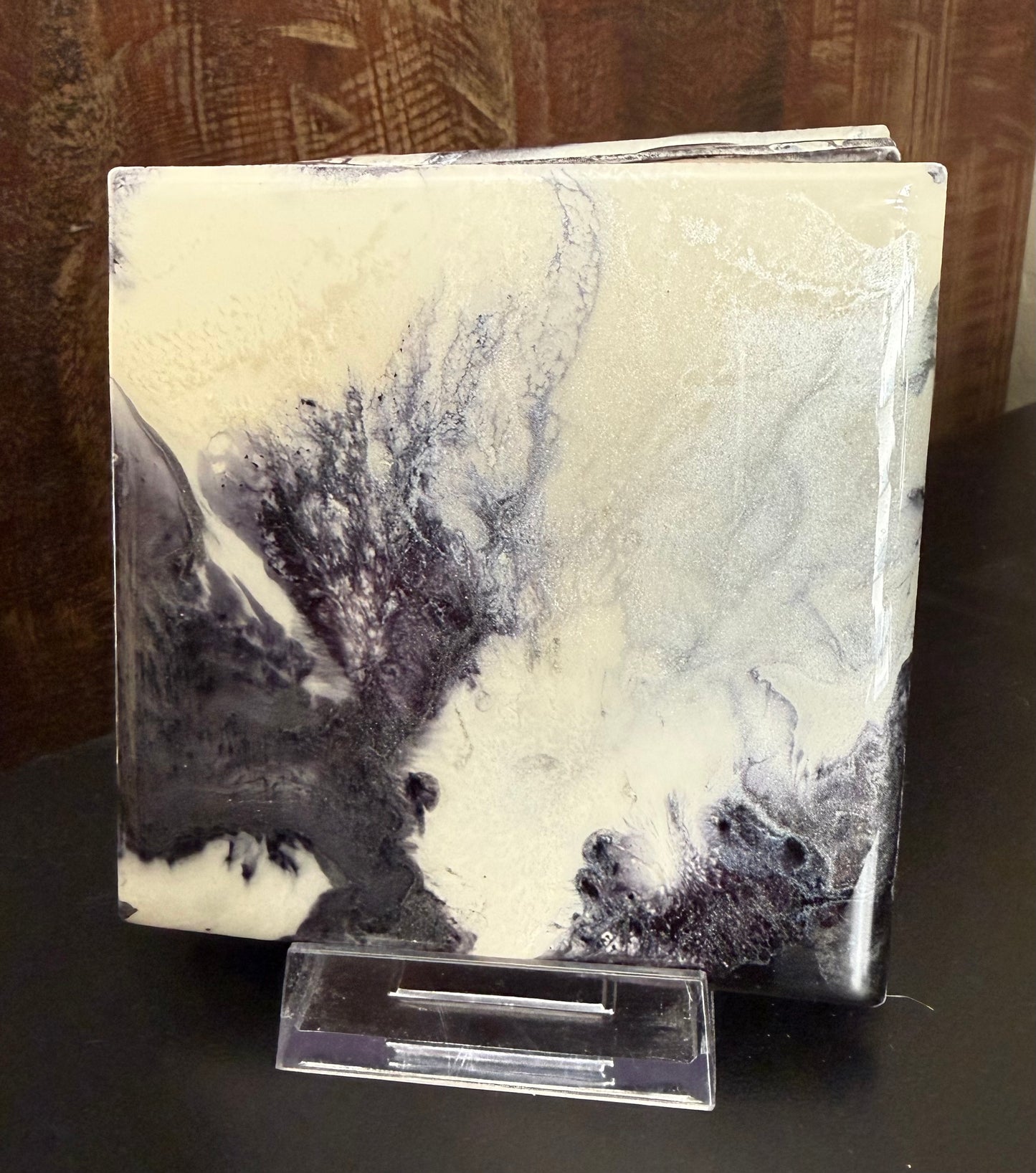 Coasters - black, silver and pearl