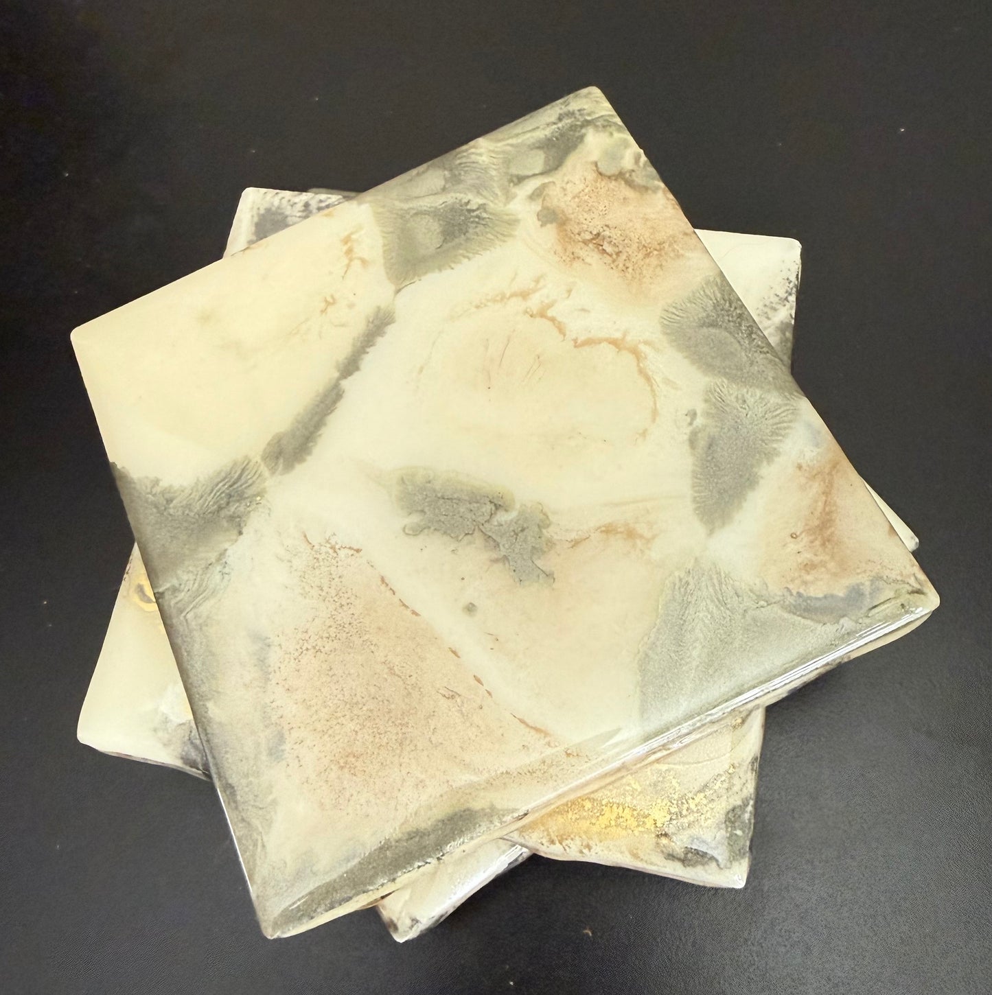 Coasters - silver, copper, gold and pearl