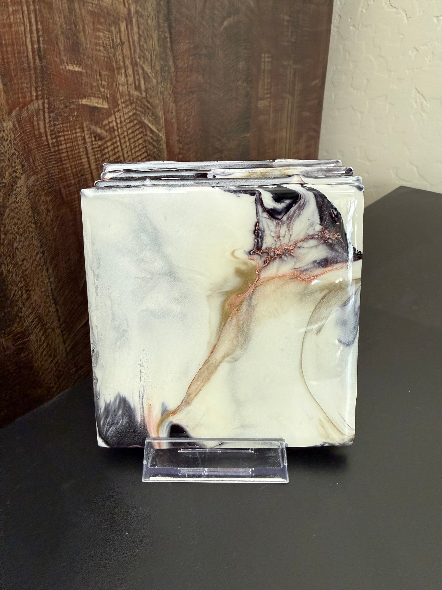Coasters - Black, silver, copper and brass