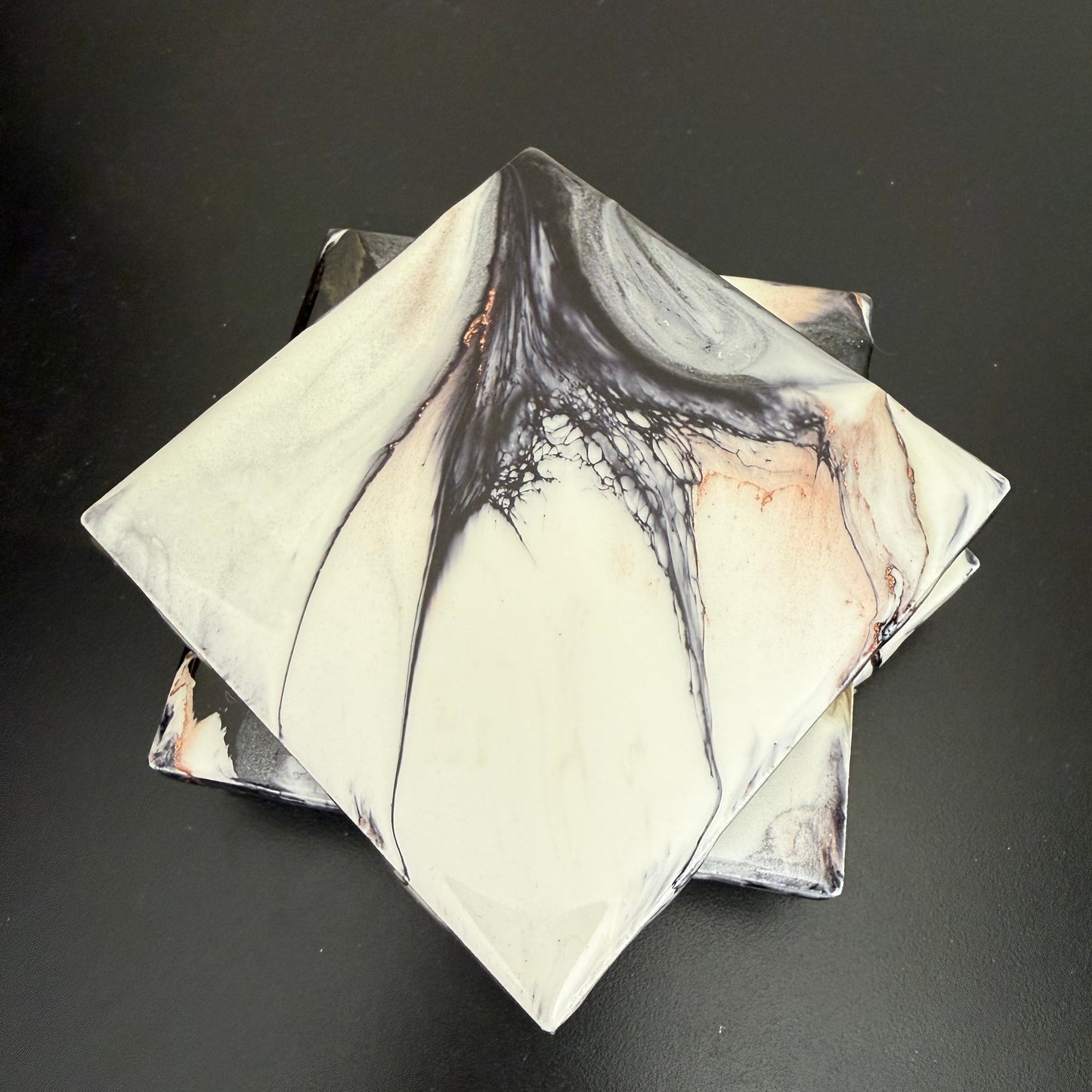 Coasters - Black, silver, copper and brass