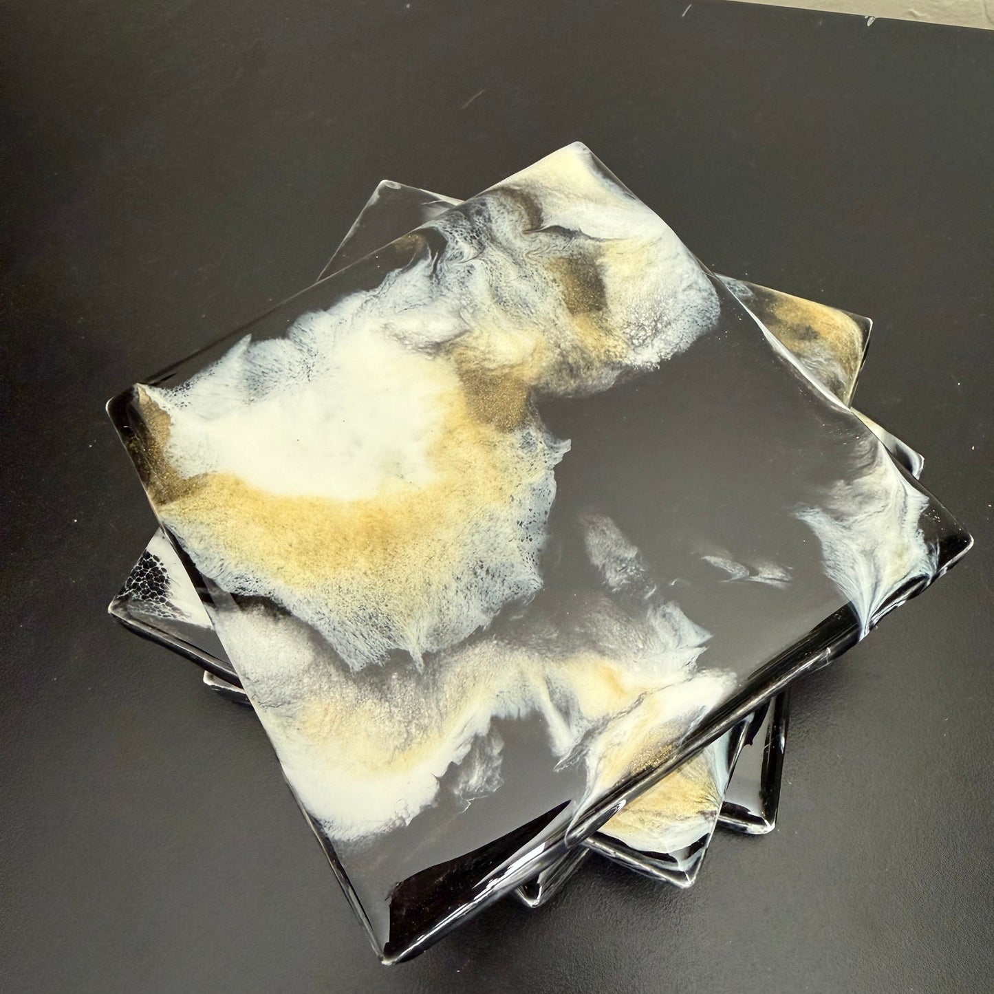 Coasters - Black, Gold and White
