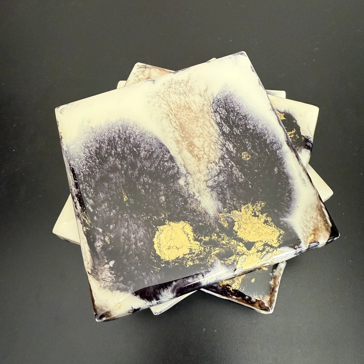 Coasters- Black, Gold, Bronze and White (SOLD)