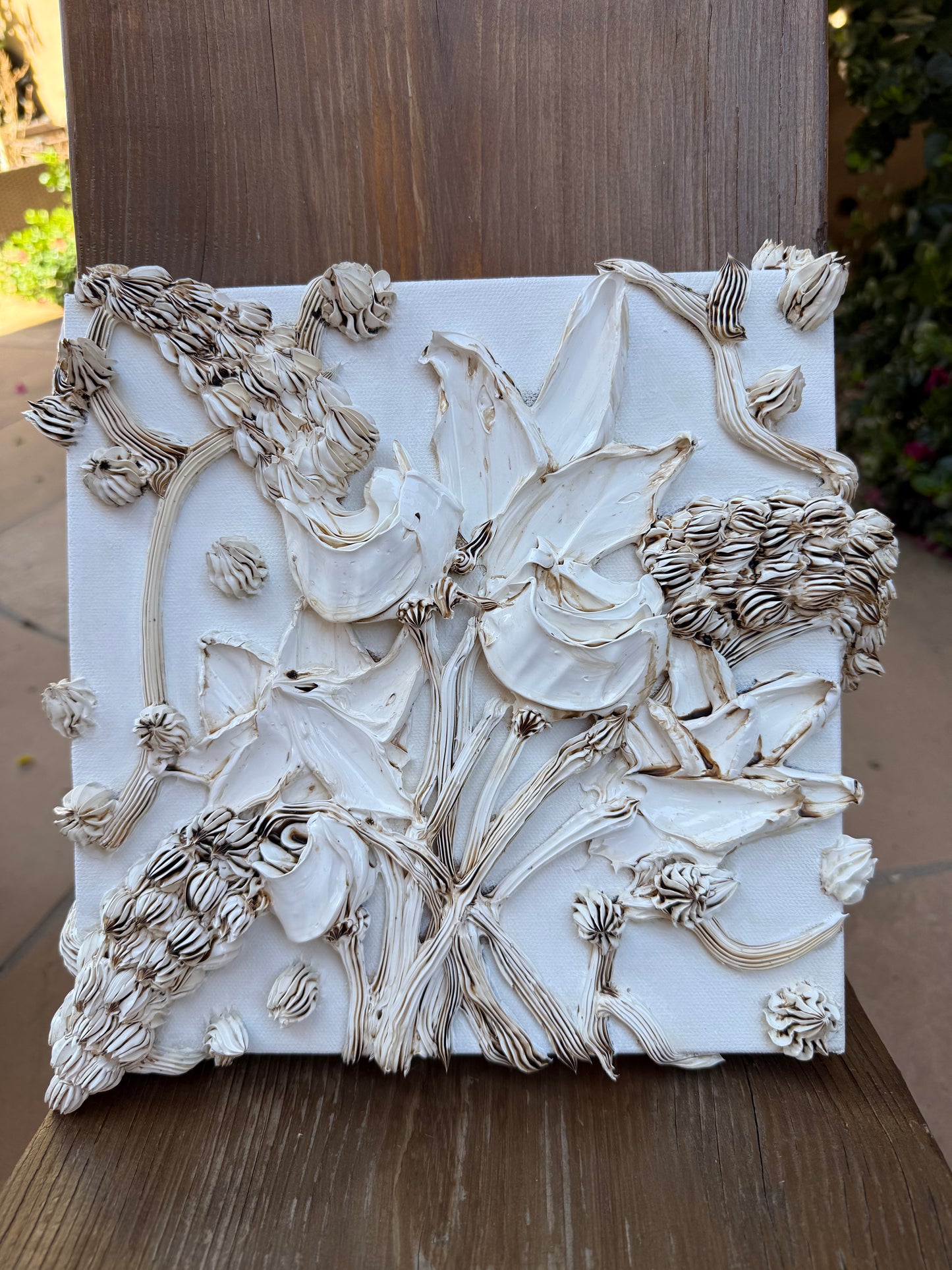 Blanco Blooms w/  Umber  Highlights 10x10x1.5