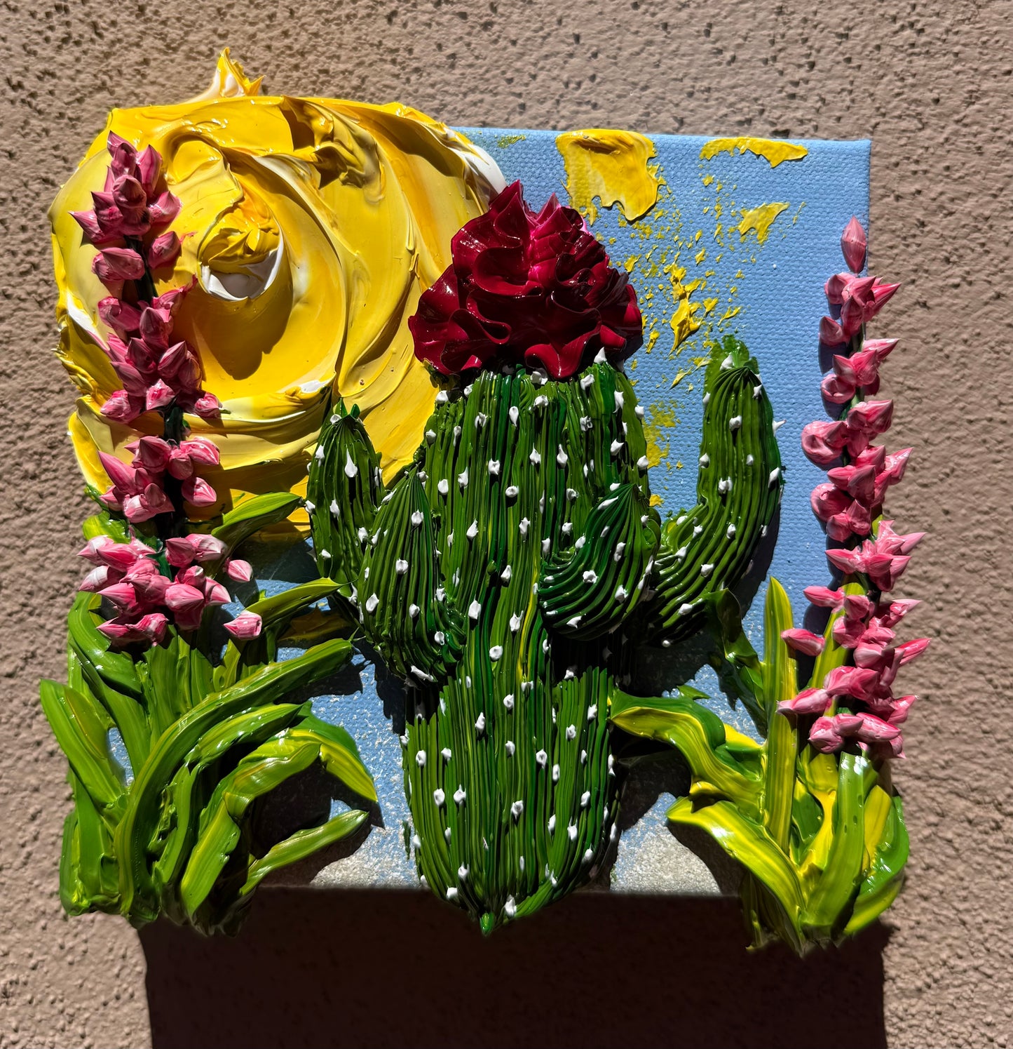 AZ Cactus with Pink Flowers 6x6x1.5