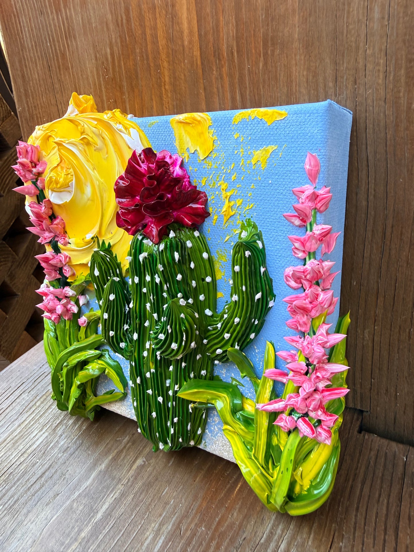 AZ Cactus with Pink Flowers 6x6x1.5