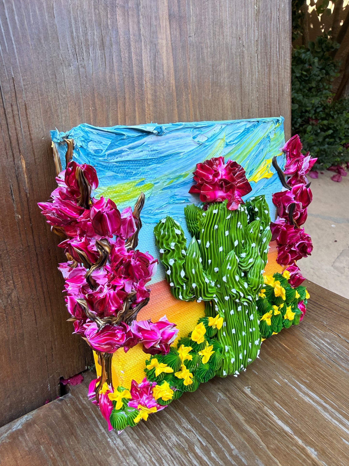 AZ Cactus with Deep Magenta Flowers 6x6x1.5