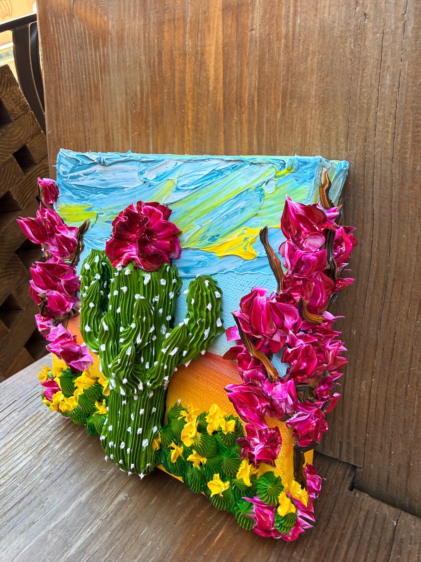 AZ Cactus with Deep Magenta Flowers 6x6x1.5