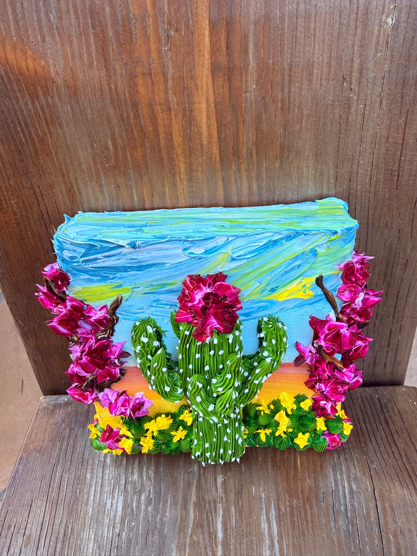 AZ Cactus with Deep Magenta Flowers 6x6x1.5
