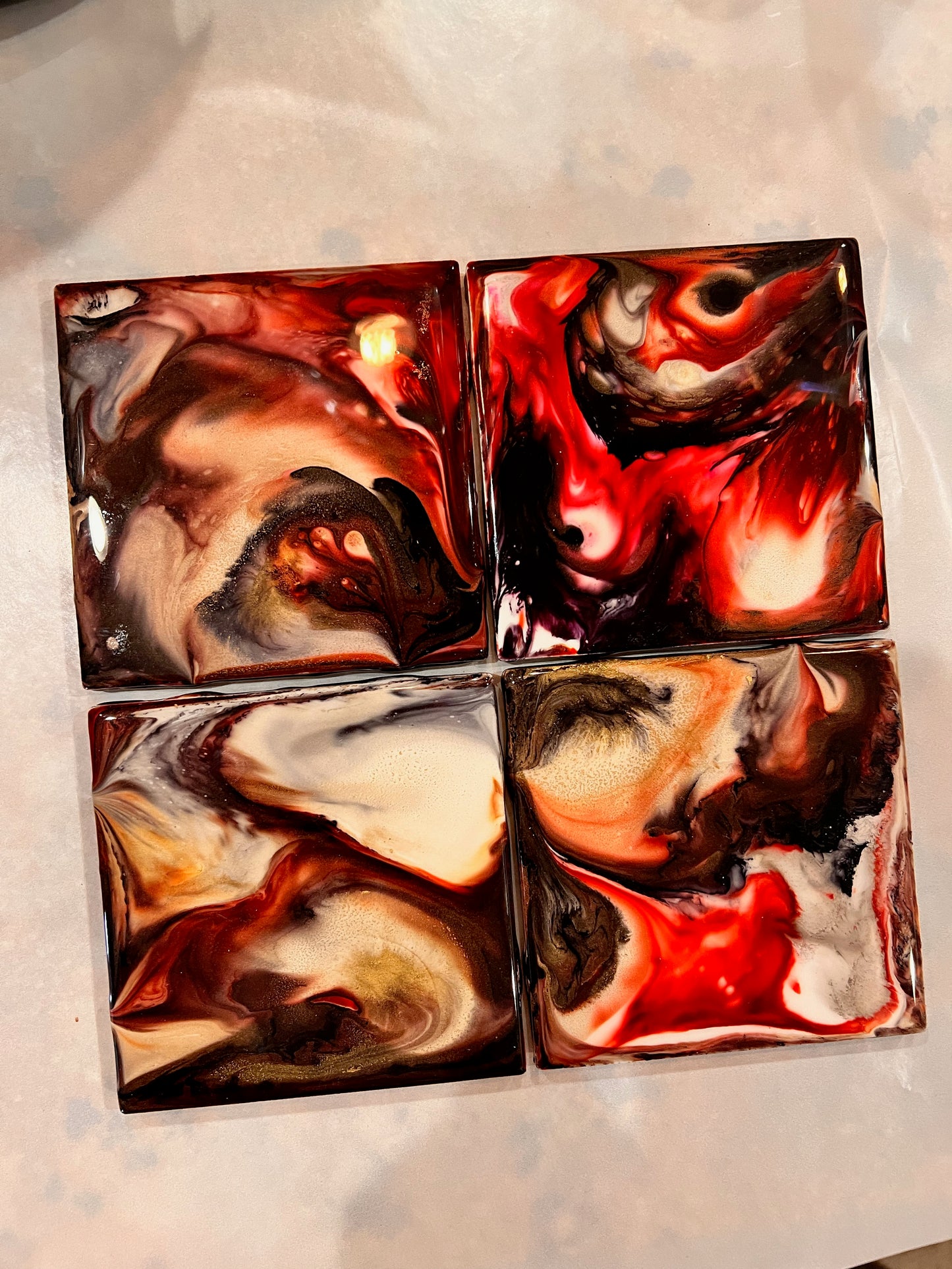 Resin Coasters- Red, Black and White (SOLD)