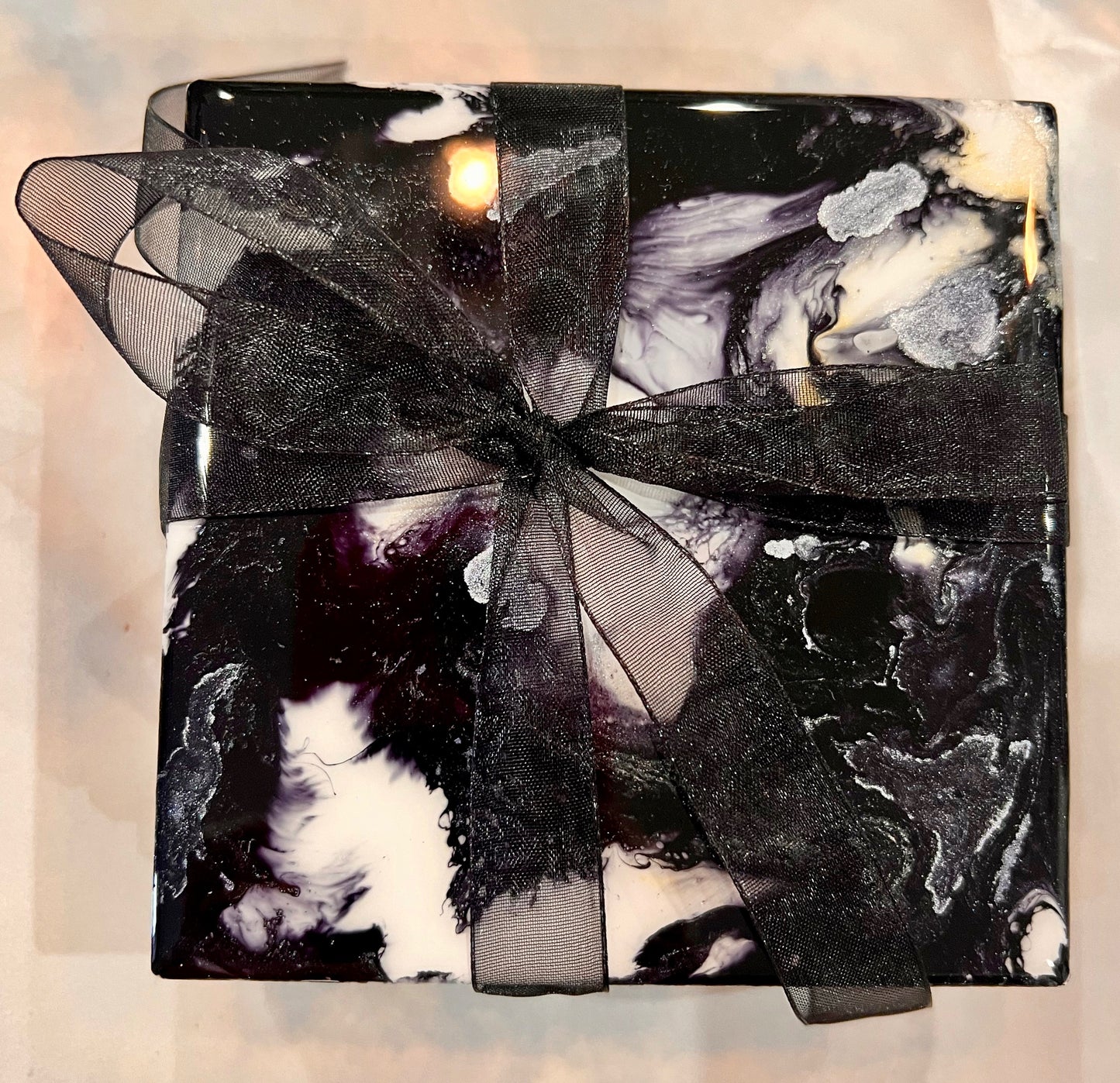 Resin Coasters- Black, White and Pearl (SOLD)