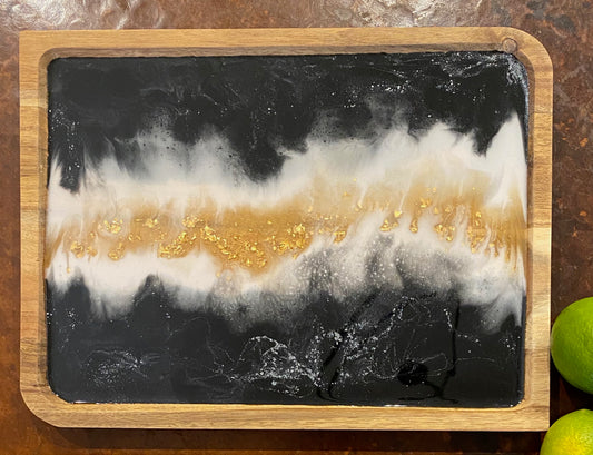 Resin Serving Tray- Gold in the Middle 8.5x11.5x.5 (SOLD)