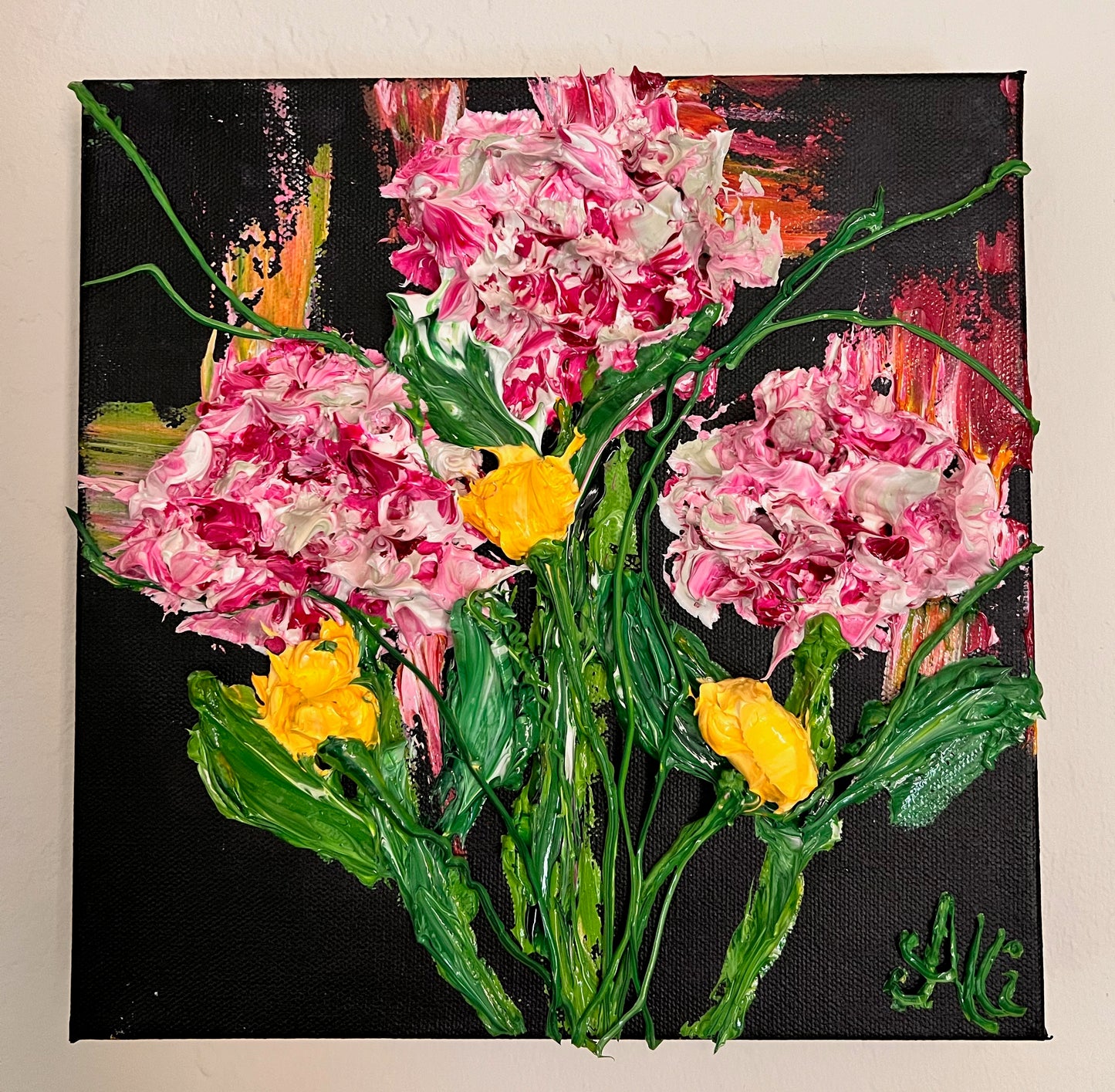 Magenta and Yellow Flowers 10x10x1.5