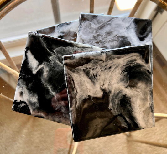 Resin Coasters - Black and White (SOLD)