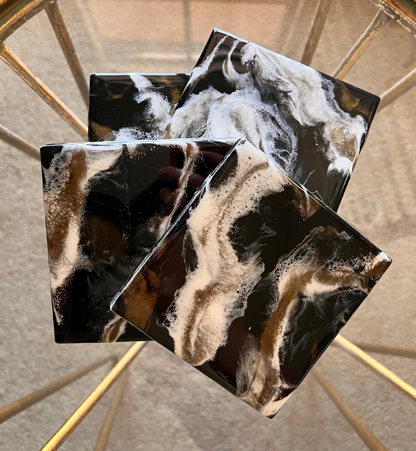 Resin Coasters- Black, White and Bronze (SOLD)