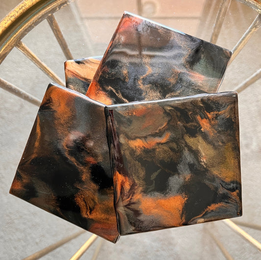 Resin Coasters- Black, Silver, Copper and Gold (SOLD)