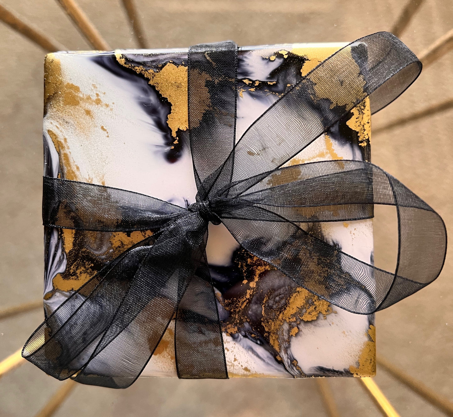 Resin Coasters- Black, Gold and White (SOLD)