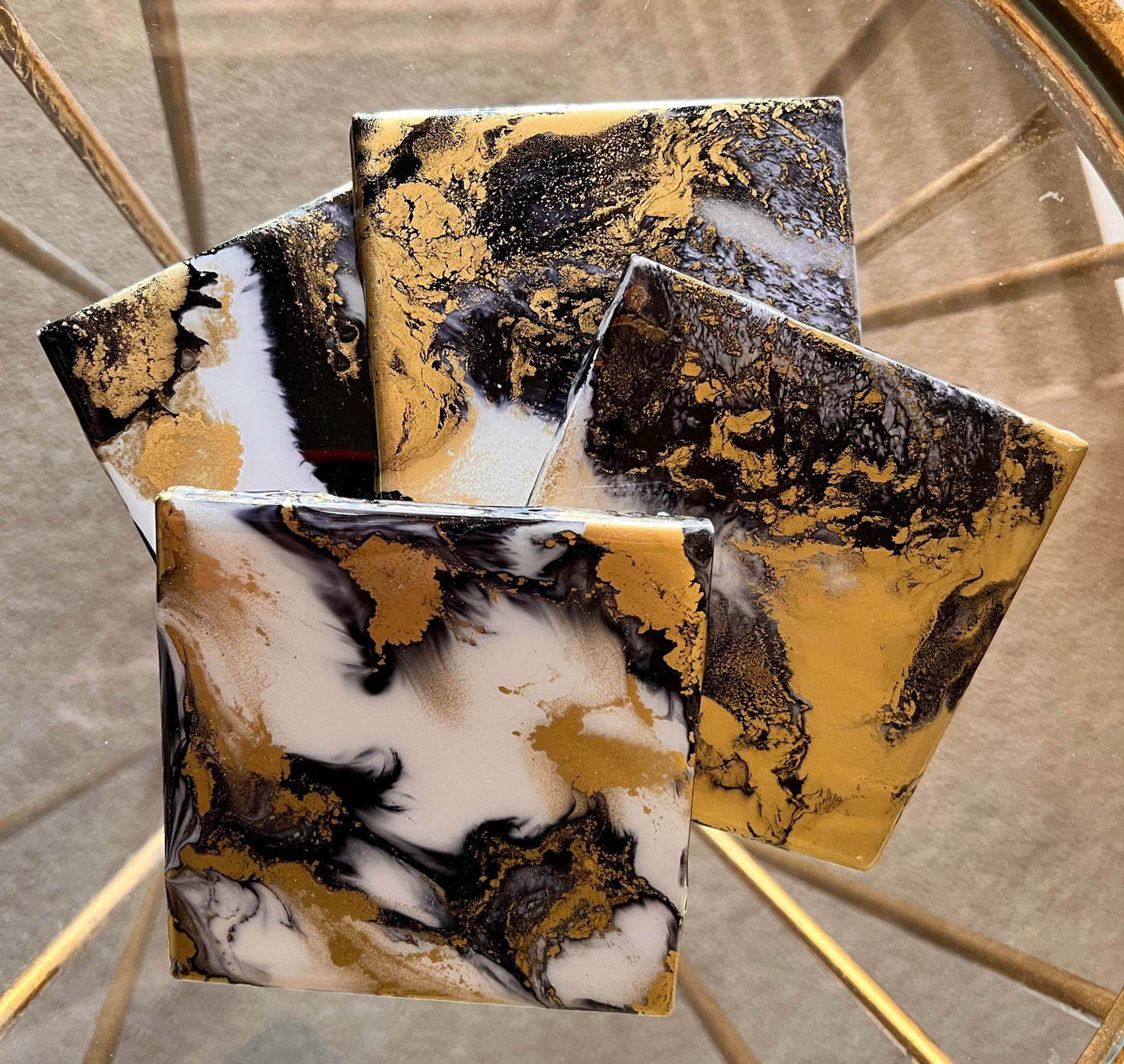 Resin Coasters- Black, Gold and White (SOLD)