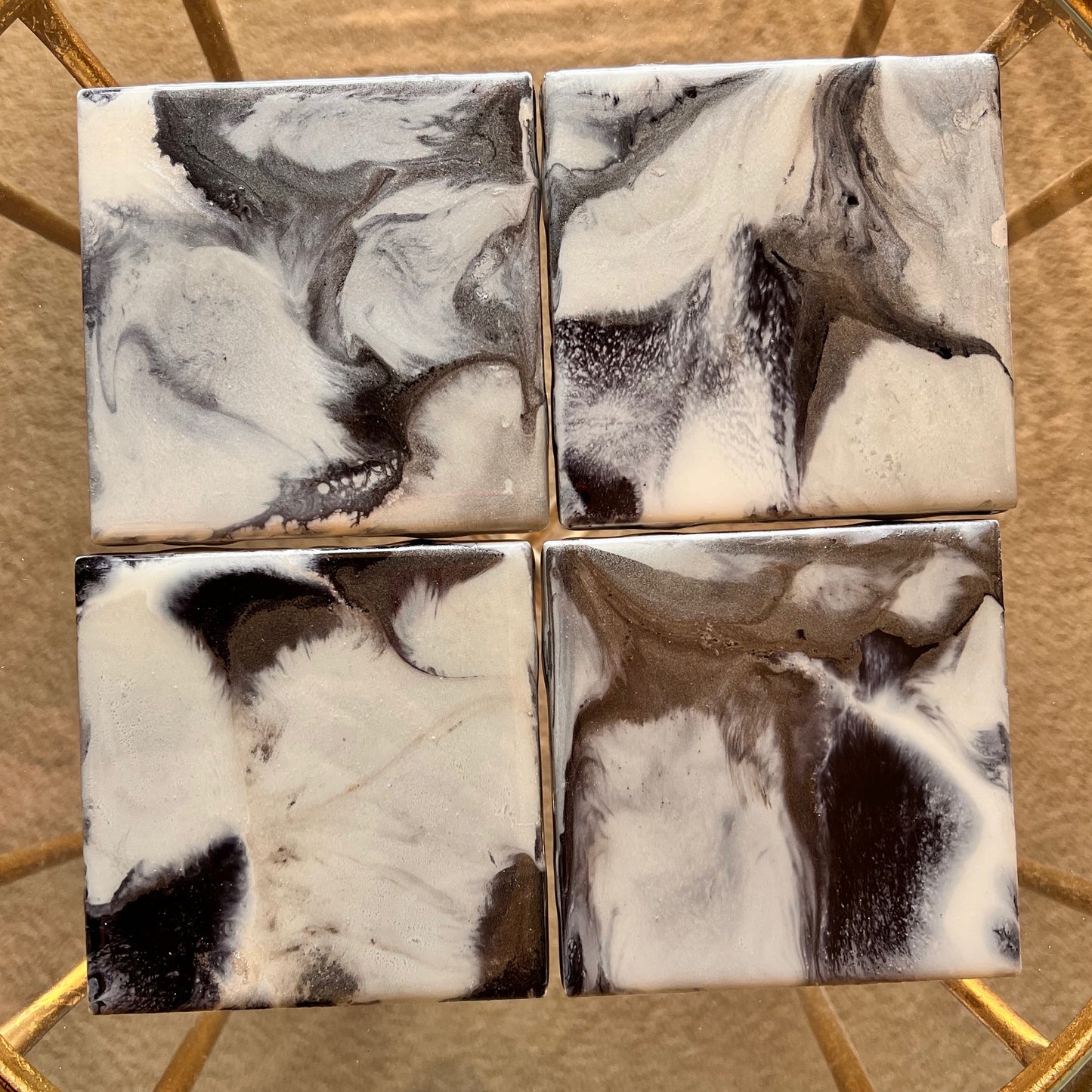 Resin Coasters- Black, Silver, Pearl and White (SOLD)