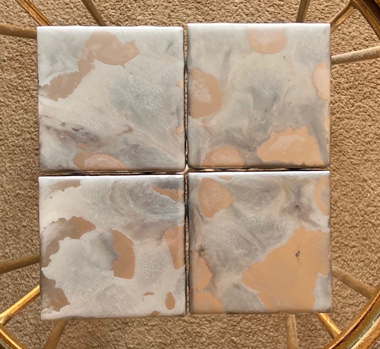 Resin Coasters- Silver and Pearl