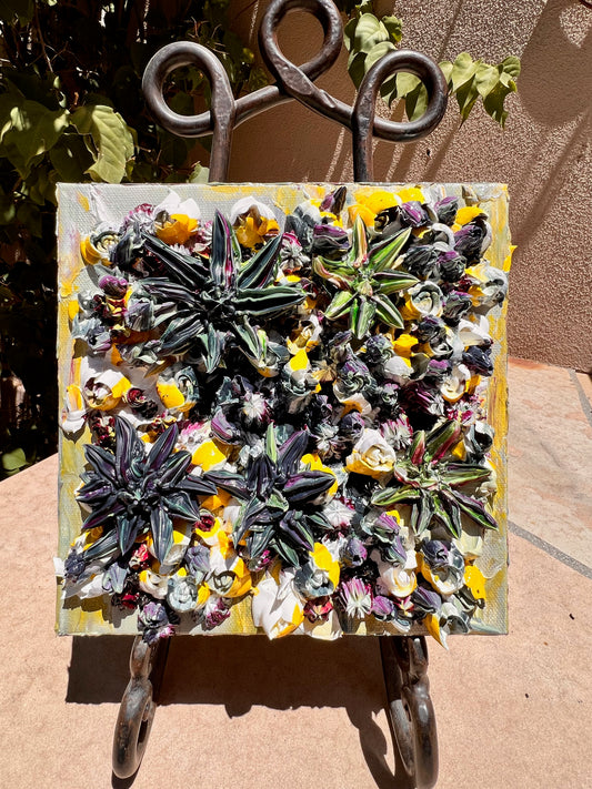 Field of flowers and succulents 8x8x1.5 (SOLD)