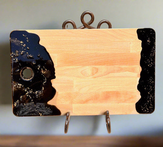 Charcuterie Board - Embellished with black resin with gold flakes