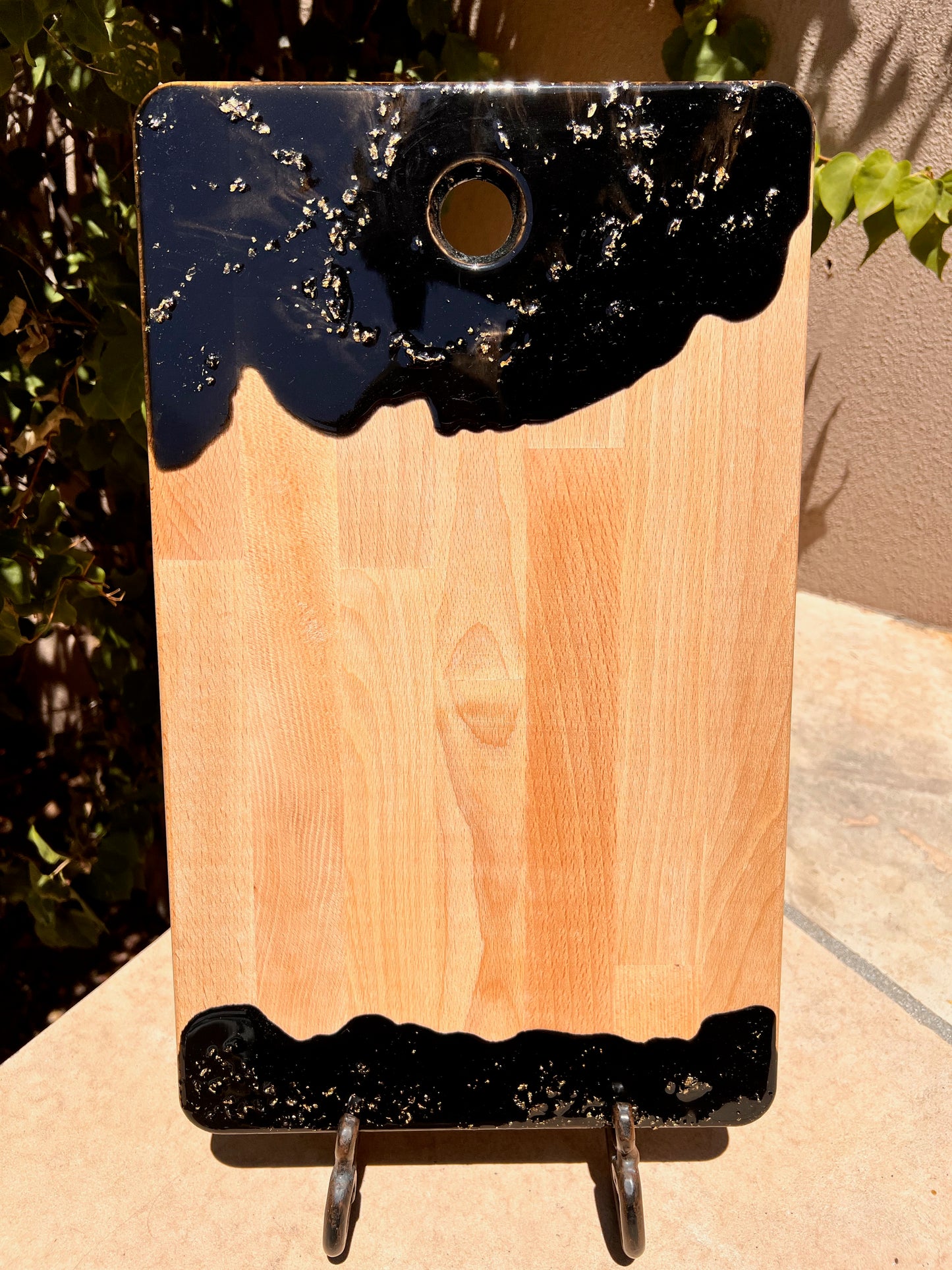 Charcuterie Board - Embellished with black resin with gold flakes