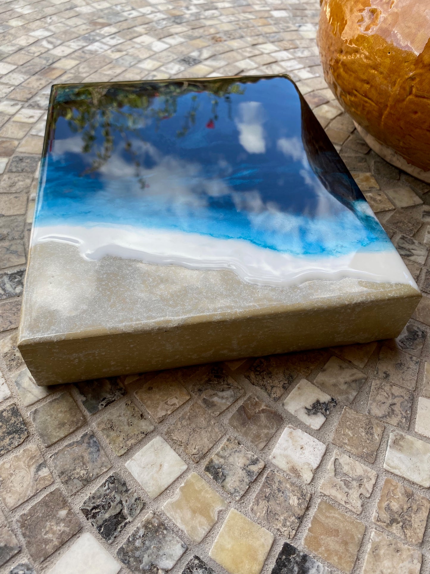 Resin Ocean Inspired Decorative Block 8x10x2