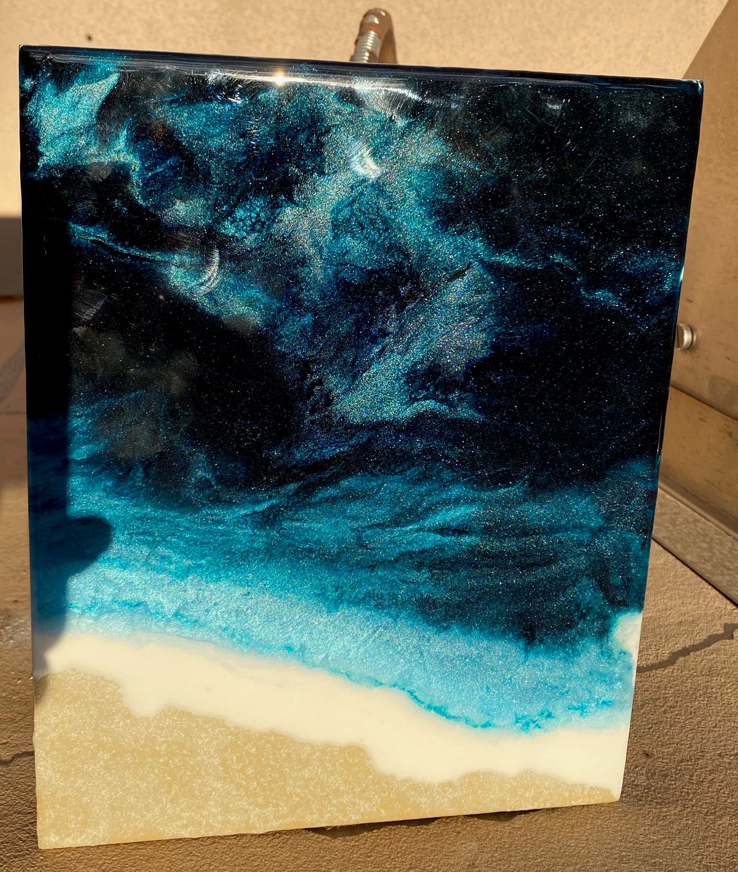 Resin Ocean Inspired Decorative Block 8x10x2