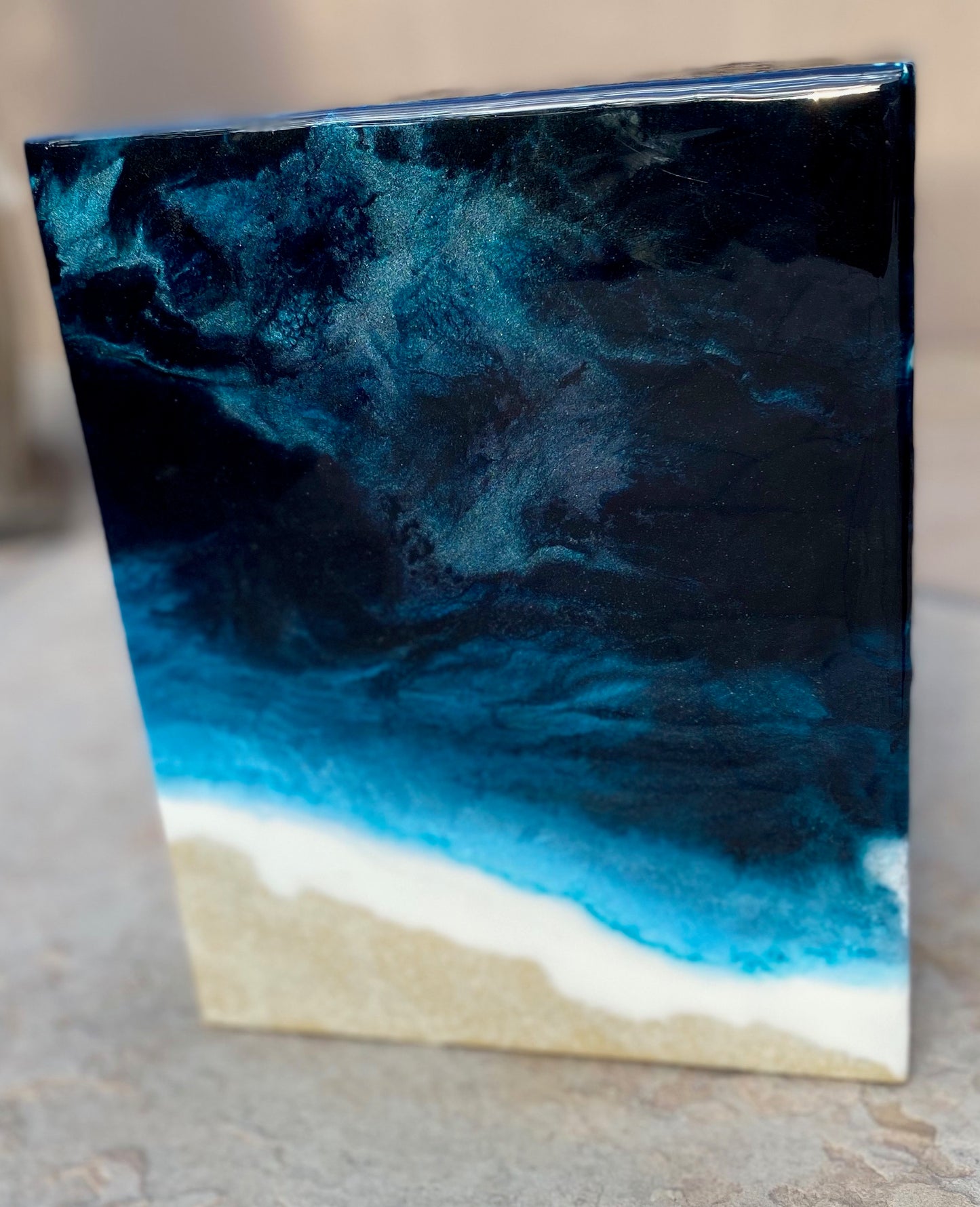 Resin Ocean Inspired Decorative Block 8x10x2