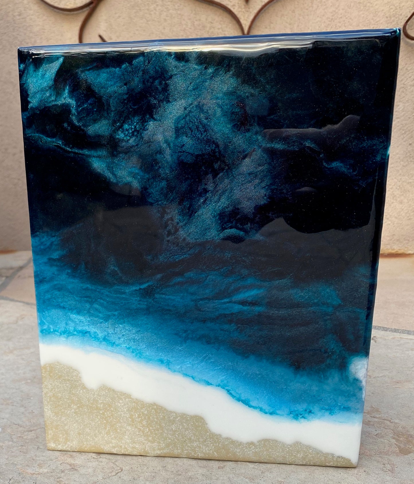 Resin Ocean Inspired Decorative Block 8x10x2