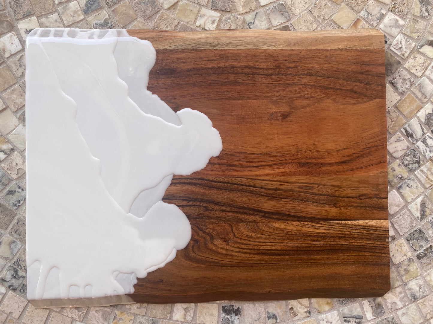 Charcuterie Board - modern layers of white resin