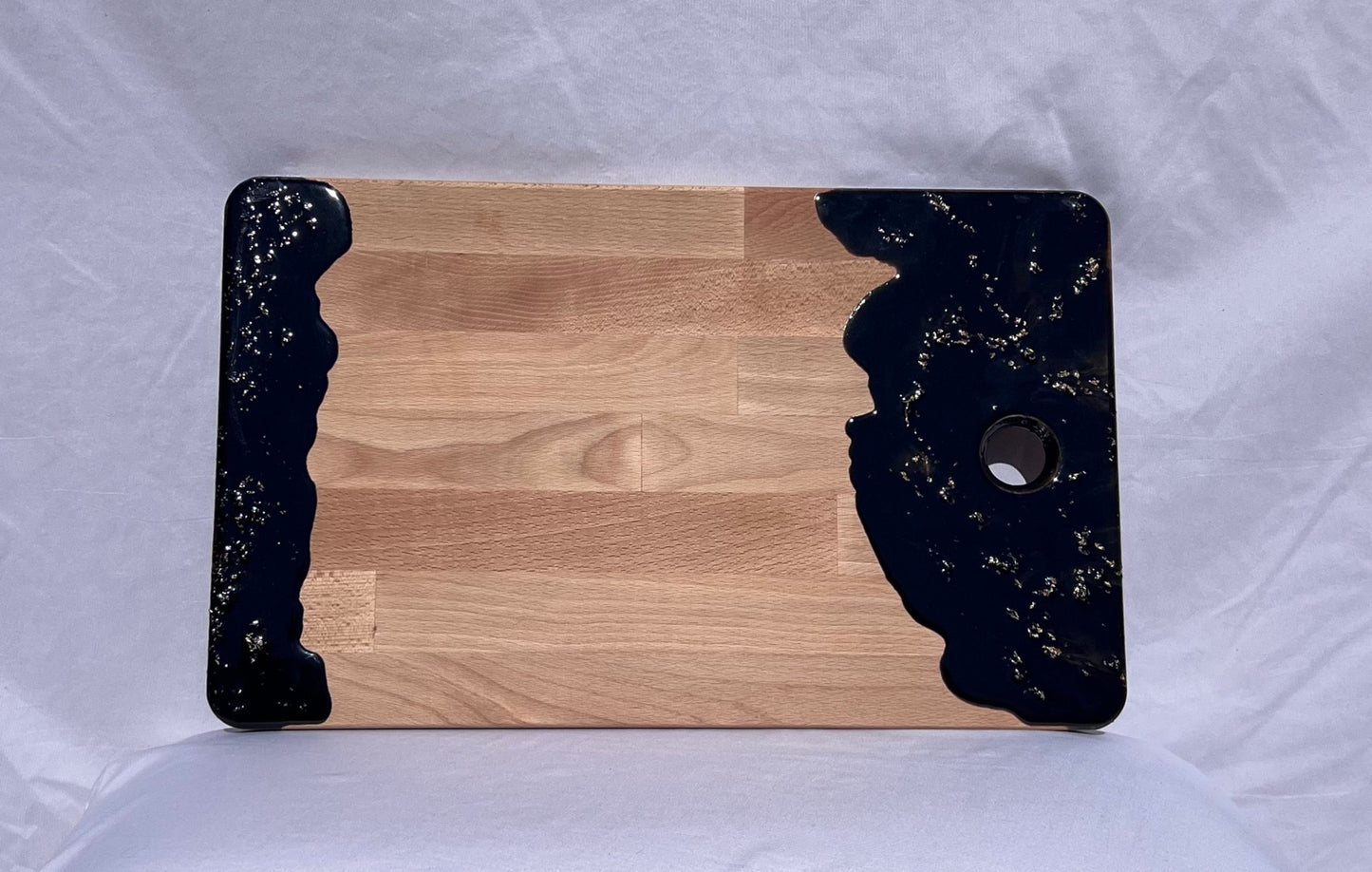 Charcuterie Board - Embellished with black resin with gold flakes