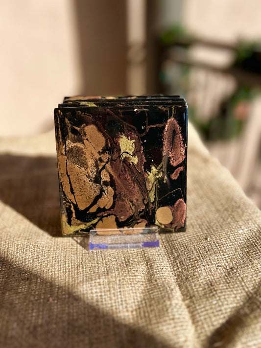 Resin Coasters - Black, copper, brass and gold